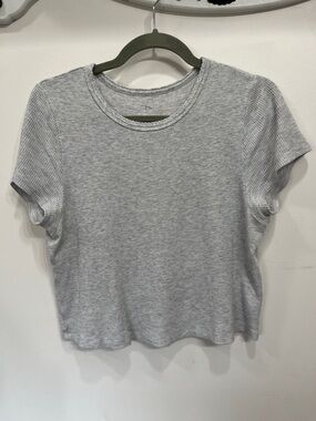 Aerie Gray Ribbed Short-Sleeve Women's crop top
